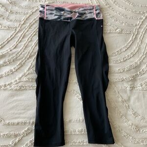 Lululemon Athletica Black Leggings with Pink Camouflage Waistband